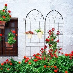 4 Pack Metal Garden Trellis 78.7" X 19.7" Rustproof Trellis For Climbing Plants Outdoor Flower Support Black (Option: black)