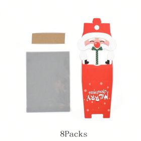 8 Pcs Mini Christmas Treat Boxes With Cellophane Bags And Twist Ties Cartoon Santa Claus Design Gift Box Cute Paper Merry Christmas Baking Packin (Option: 8pcs)