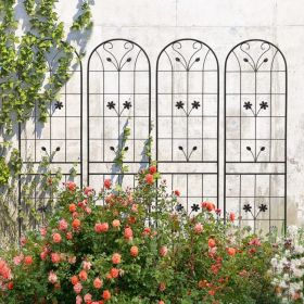 4 Pack Metal Garden Trellis 86.7" X 19.7" Rustproof Trellis For Climbing Plants Outdoor Flower Support Black (Option: black)