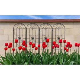 4 Pack Metal Garden Trellis 86.7" X 19.7" Rustproof Trellis For Climbing Plants Outdoor Flower Support (Option: black)